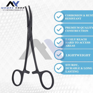 Pinza Hemostática Quirúrgica de Arteria, Pinza Hemostática Kelly, Pinzas Curvas de 5.5 Pulgadas, Mordazas Semiserradas, Color Negro - Product Image 3