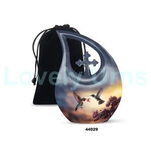 Top haute qualité colibri larme goutte croix crémation urne commémorative pour cendres humaines grande urne croisée avec sac en velours gratuit - Product Image 2