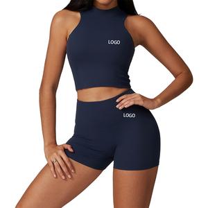 Conjuntos de Yoga de Dos Piezas para Mujer, Diseño Personalizado, Cintura Alta, Malla Transpirable, Cierre con Cordón y Logotipo Frontal, para Gimnasio y Fitness - Product Image 2