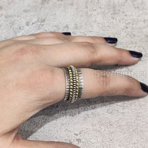 Large bande Spinner bague de méditation en argent sterling 925 bague de pouce pour femme Fidget bijoux faits à la main Fine anxiété bague Spinner pour hommes - Product Image 5