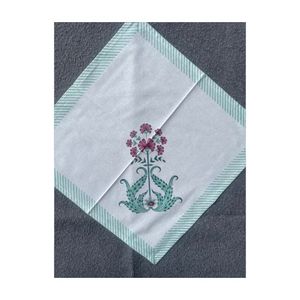 ดอกไม้บล็อกมือพิมพ์ผ้าฝ้ายอินเดียเสื่อตารางดอกไม้และผ้าเช็ดปากชุด6ผ้าเช็ดปากและ6เสื่อ - Product Image 5