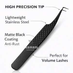 Pince à cils noire en acier inoxydable pour extensions, outil d'isolation de volume, préhension de précision, antidérapante, professionnelle, OEM - Product Image 2