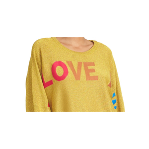 Maglione Rachel Roy da Donna Premium Casual con Grafica Metallica 'Love', Giallo Taglia X-Small, Traspirante con Applicazioni, Stile Aperto per la Stagione Autunnale - Product Image 2