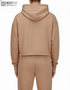 Sudaderas con capucha en blanco personalizadas Sudaderas con logotipo personalizado Mujer Hombro caído Recortado Jersey Sudaderas con capucha de punto para mujer Reversible - Product Image 4