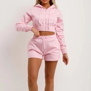 Ensemble haut et short pour femme de haute qualité, ensemble tendance pour femme, tissu en molleton de coton et service OEM - Product Image 2