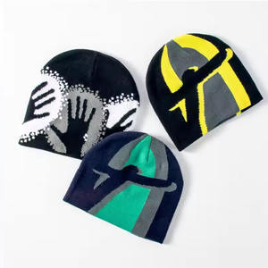 Directo de fábrica barato multicolor unisex invierno cálido acrílico grueso corto Bennie sombrero logotipo personalizado gorro de punto - Product Image 6