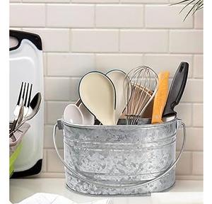 ที่ใส่ช้อนส้อมทำจากกัลวาไนซ์งานหัตถกรรมที่ใส่ของ5ช่องที่ใส่ช้อนส้อมทำจากเหล็กพร้อมที่จับไม้ - Product Image 6