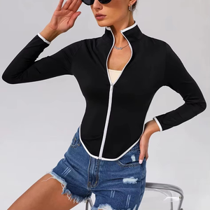 แจ็กเก็ตโยคะยืดได้สี่ทิศทางสีตัดกันชุดเล่นกีฬาวิ่งในยิมดีไซน์ใหม่ - Product Image 4