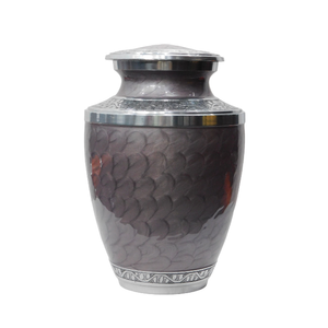 Urnes funéraires modernes en aluminium pour adultes avec belle finition en étain et émail noir ivoire pour funérailles et stockage des cendres - Product Image 6