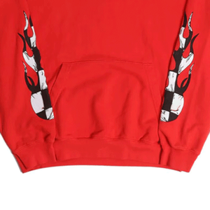 Trendy Fashion Men's <b>Red</b> Hoodie Color-blocked Pullover Hooded Cotton Blended Sweatshirt Basics <b>Top</b> For Men - Product Image 4