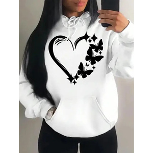 Sweat à capuche multicolore vintage tendance pour femmes motif papillon d'amour fermeture éclair Style de rue Hip Hop inspiré vêtements de poche à la mode - Product Image 3