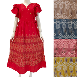 ชุดเดรสกิโมโนผู้หญิงแขนระบายคอวี - Product Image 1