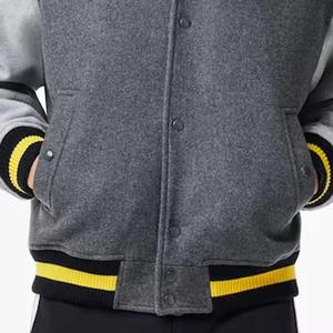 Chaqueta Varsity de Lana para Hombre, Estilo Urbano, Personalizable, Cuello Alto, Ligera, Cortavientos, Cierre de Cremallera, Colores Personalizados - Product Image 3