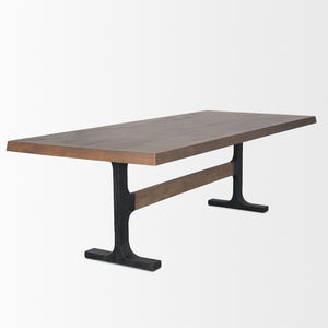 Mesa de Comedor Industrial Rectangular de Madera Maciza Marrón con Base de Metal Negro, Madera de Mango y Hierro, Moderna, para Cocina, Restaurante, Bar, Cafetería - Product Image 3