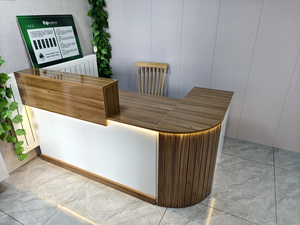 Comptoir de réception moderne en bois pour salon de beauté, petit comptoir en forme de L pour café et <span class=keywords><strong>spa</strong></span> - Product Image 5