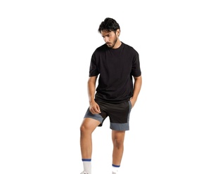 Bermuda Panel Shorts Elastic Waist Mid Cotton Breathable Eco-Friendly - Product Image 1