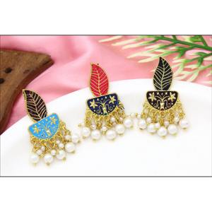 ผู้ผลิตต่างหูของ indo ตะวันตก meenakari เครื่องประดับ jhumka ชุบทองอินเดียสำหรับการส่งออกเครื่องประดับดูไบ - Product Image 3