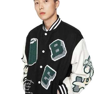 Mens Custom College Style Letterman Baseball Jacket Winter Outerwear Varsity <b>Zip</b> Closure Embroidery OEM Supplier for Team - Product Image 4