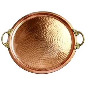 Luxury Copper Large Thali Custom Size Mini Thali Charger Plate For Dining Table Wall Decorative Laser Engraving Copper Plated