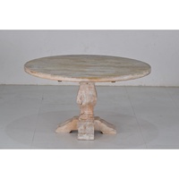 Table de salle à manger ronde en bois massif blanc antique classique sculpture royale européenne de luxe pour meubles de maison de cuisine et de ferme
