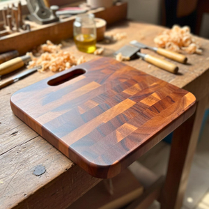 Planche à découper classique en bois naturel, planche à découper de cuisine en bois solide, finition durable, écologique, passe au lave-vaisselle - Product Image 3