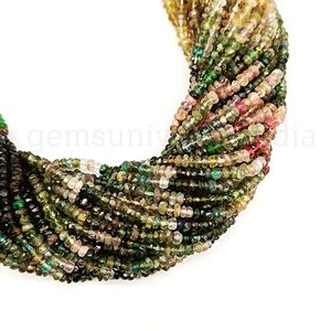 Perles rondelle à facettes multiples en tourmaline, perles de pierres précieuses en tourmaline naturelle, perles rondelle de tourmaline, perles en vrac en gros - Product Image 2
