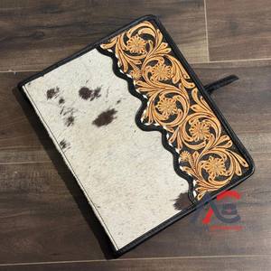 Carpeta de anillas de cuero de vaca para el cabello a la moda 2025, cartera multifuncional, soporte de cuero mecanizado a mano con cierre de cremallera seguro - Product Image 1