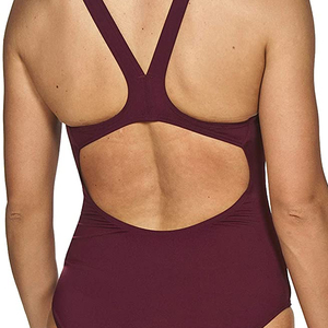 Traje de Baño de Una Pieza para Mujer, Color Sólido, Cuello Redondo, Corte Alto, Elástico, Spandex, Poliéster, Diseño con Letras - Product Image 5