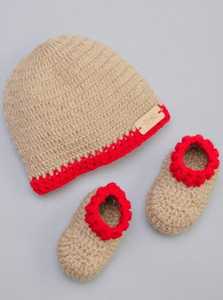 ชุดหมวกและถุงเท้าเด็กทารกถักมือจากผ้าฝ้ายออร์แกนิค 100% งานฝีมือ  ชุดลำลองสำหรับเด็ก - Product Image 5