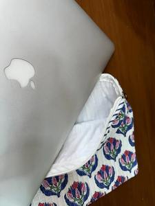 Indian Handmade Block Print <b>Laptop</b> Sleeve Case Pure Cotton Floral Printed Quilted Vintage Style <b>Laptop</b> <b>Cover</b> with Zipper Closure - Product Image 4