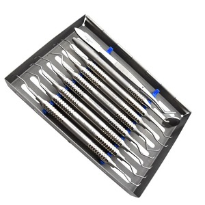 Básico 10 piezas Dental Periodontal Gracey Curettes Explorer Prob Kit Manual Escalador de acero con material plástico - Product Image 2