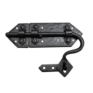 Pestillo de puerta de hierro forjado a mano con acabado de óxido negro, forma plana, para instalación en el hogar, herrajes para puertas y portones. - Product Image 1