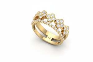 แหวนวงทอง 14K ประดับเพชรลายดอกไม้สำหรับผู้หญิง – เครื่องประดับดีไซน์ดอกไม้สุดหรูขายส่ง - Product Image 3