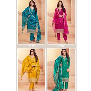 Elegante hilo de seda bordado Salwar Kameez trajes intrincados detalles sin arrugas que absorbe la humedad para ropa de fiesta al por mayor - Product Image 6