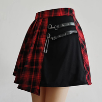 Jupe de bal gothique chic et vintage pour femmes Mini jupe plissée taille haute Kawaii Plaid Design Summer Casual Fashion