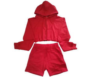 Ensemble 2 pièces pour femme, tenue d'entraînement, col rond, manches courtes, Top court et Short à taille élastique - Product Image 2