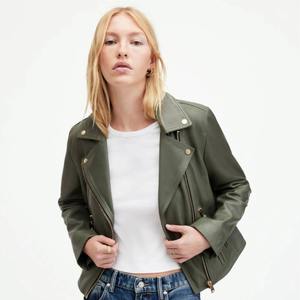 Cómoda chaqueta de cuero genuino para mujer de diseño de Venta caliente en cuero de color marrón chaquetas de cuero transpirables de longitud larga - Product Image 1