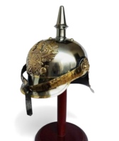 Casque Pickelhaube Prussien Allemand Fait Main en Cuir, Objets Historiques de Collection, Casque d'Officier Impérial à Pointes, Motifs Animaux et Floraux