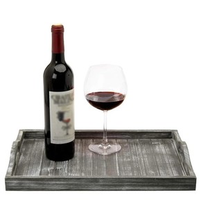 Prix de gros d'usine: Plateau de service en bois de pin rectangulaire gris rustique avec poignées-pour une utilisation polyvalente à bas prix - Product Image 6