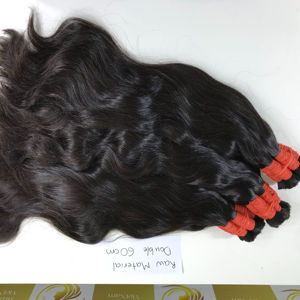 Cheveux vierges vietnamiens lisses en soie noire de 60 cm, non traités, Remy, cuticules alignées, double trame machine, trame invisible - Product Image 1