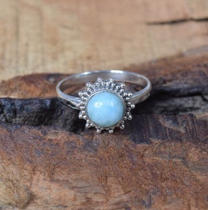 925 Sterling Silver Larimar Gemstone Ring Jewelry Handmade Silver Boho Style Ring Jewelry For Women Wedding Gift For <b>Wife</b> - Product Image 4