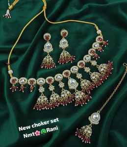 Juego de Joyería Nupcial India de Lujo, Chapado en Oro, con Circonitas y Perlas de Alta Calidad, Collar Étnico, Pendientes Grandes, para Fiesta o Compromiso - Product Image 1