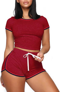 ชุดเซ็ตเสื้อยืดเอวสูงระบายอากาศสำหรับผู้หญิง ปี 2024 สั่งทำได้ ขายส่ง สินค้าขายดี สไตล์ใหม่ แฟชั่นฤดูร้อน ชุดลำลองออกกำลังกาย - Product Image 5