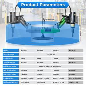 เครื่องต๊าปเกลียวไฟฟ้าความแม่นยำสูงสำหรับเหล็ก ขนาด M6-M36 ความยาวแขนต๊าป 1200 มม. และหัวจับแบบ ANSI 9 นิ้ว พร้อมแขนหมุนได้ 360 องศา - Product Image 6
