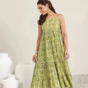 ชุดเดรสผ้าฝ้ายพิมพ์ลายสไตล์วินเทจใหม่ชุดใส่ลำลองฤดูร้อนคอเหลี่ยมสำหรับงานแต่งงานสไตล์วินเทจ - Product Image 2