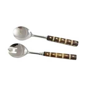 Juego de cubiertos de acero inoxidable con mango de cebo de ratán, juego de cubiertos para ensalada, cubiertos de lujo ecológicos, tenedor, cucharas, vajilla - Product Image 5