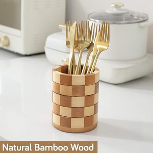 Porte-cuillères en bois classique réglable à trois niveaux de haute qualité pour plan de travail, finition brillante, gestion de l'espace - Product Image 3