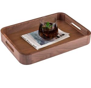 Bandeja de servicio de madera de primera calidad Restaurante y utensilios de cocina y mango de madera para Whisky Barware color madera - Product Image 1