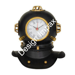 Decorative Elegant Diving Helmet Portable Nautical Desktop <b>Clock</b> <b>Bedside</b> Tabletop Display Elegant Gold <b>Clock</b> Showpiece - Product Image 2