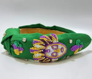 New Orleans Jester Beaded Headband - Unleash Your Inner Mardi Gras Reveler with Vibrant Colors and Festive Designs